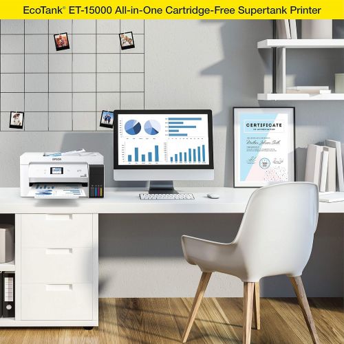 엡손 [아마존베스트]Epson EcoTank ET-15000 Wireless Color All-in-One Supertank Printer with Scanner, Copier, Fax, Ethernet and Printing up to 13 x 19 Inches, Works with Alexa