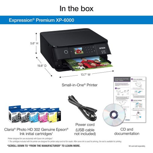 엡손 [아마존베스트]Epson Expression Premium XP-6000 Wireless Color Photo Printer with Scanner & Copier, Amazon Dash Replenishment Ready