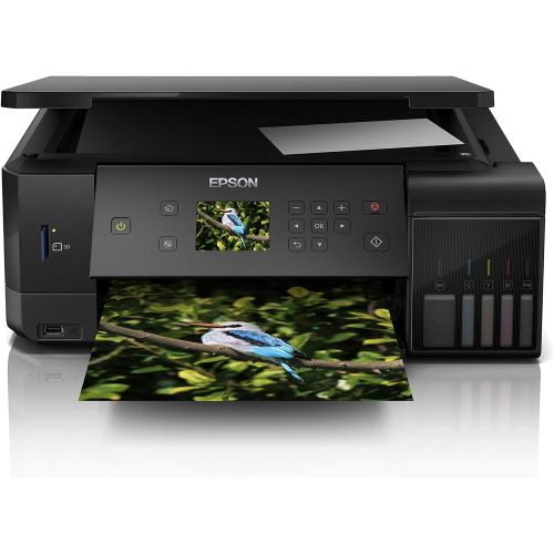 엡손 [아마존베스트]Epson EcoTank ET-7700 3-in-1 Ink Multifunction Device (Copy, Scan, Print, A4, 5 Color, Photo Print, Duplex, WiFi, Ethernet, Display, USB 2.0), Ink Tank, Long Range, Low Side Cost