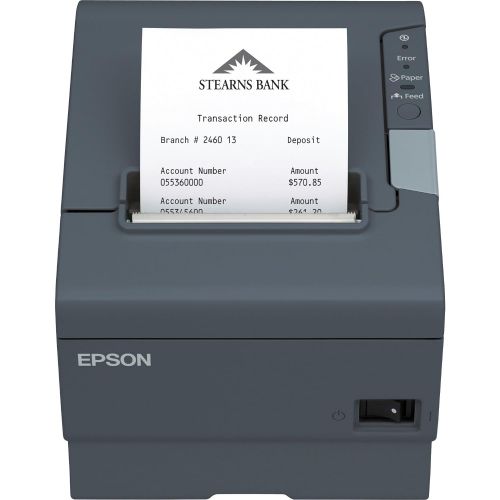 엡손 Epson C31CA85A9932 TM-T88V Thermal Receipt Printer, MPOS, USB and Serial Interfaces, With PS-180, Dark Gray