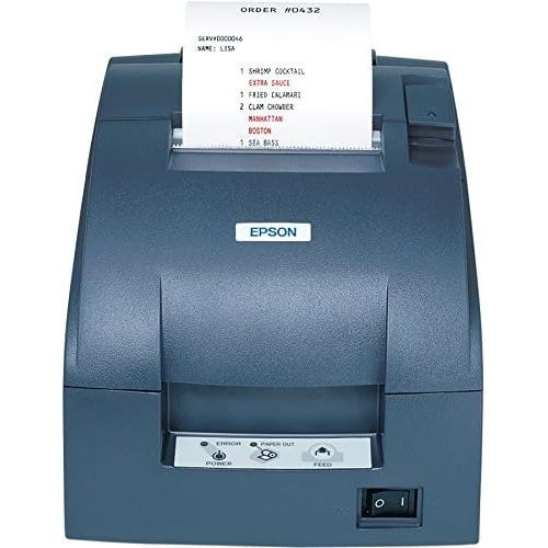 엡손 Epson C31C518653 TM-U220PD Receipt Printer Parallel Interface Tear Bar Solid Cover and PS-180 Power Supply - Color Dark Gray