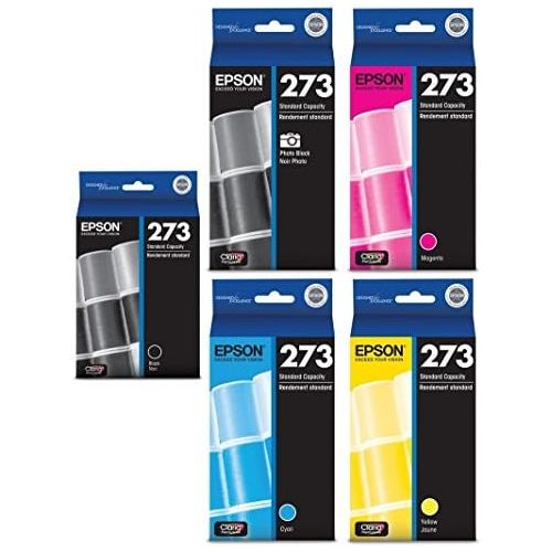 엡손 Genuine Epson 273 Color (BlackPhoto BlackCyanMagentaYellow) Ink Cartridge 5-Pack (Includes 1 each of T273020,T273120, T273220,T273320,T273420) for Epson Expression XP-600800 a