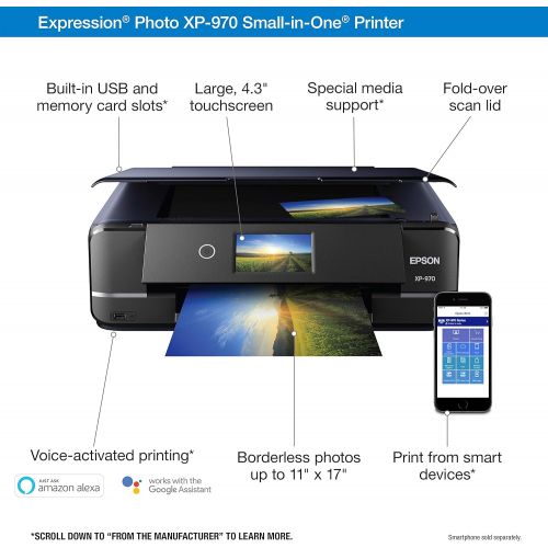 엡손 Epson America C11CE82201 Expression Premium XP-960 Small-in-One Printer - Copy, Print & Scan