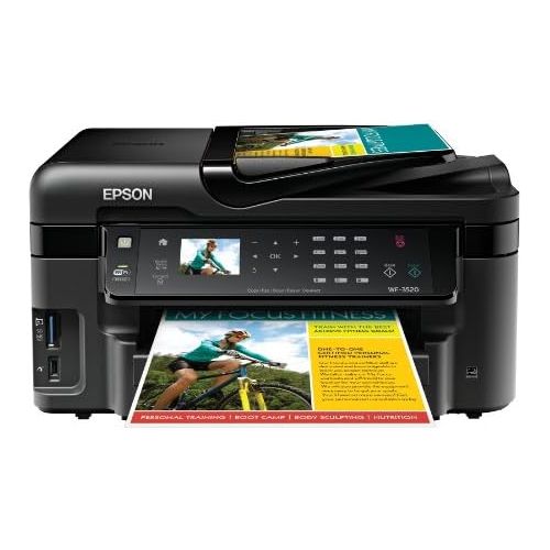 엡손 Epson WorkForce WF-3520 Wireless All-in-One Color Inkjet Printer, Copier, Scanner, 2-Sided Duplex, ADF, Fax. Prints from TabletSmartphone. AirPrint Compatible (C11CC33201)