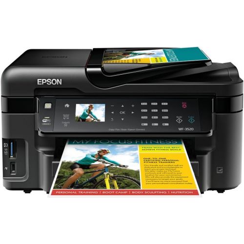 엡손 Epson WorkForce WF-3520 Wireless All-in-One Color Inkjet Printer, Copier, Scanner, 2-Sided Duplex, ADF, Fax. Prints from TabletSmartphone. AirPrint Compatible (C11CC33201)