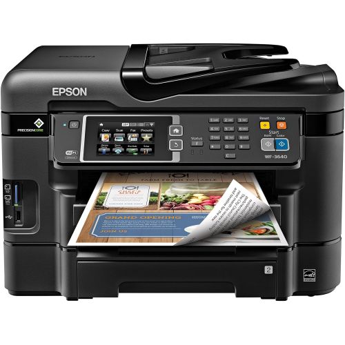 엡손 Epson WorkForce WF-3640 Wireless Color All-in-One Inkjet Printer with Scanner and Copier (E-Commerce Packaging)