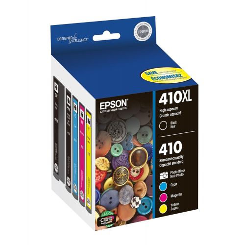 엡손 Epson 410XL Black & Standard Photo Black and C/M/Y Color Ink Cartridges, Combo 5 Pack (T410XL-BCS)