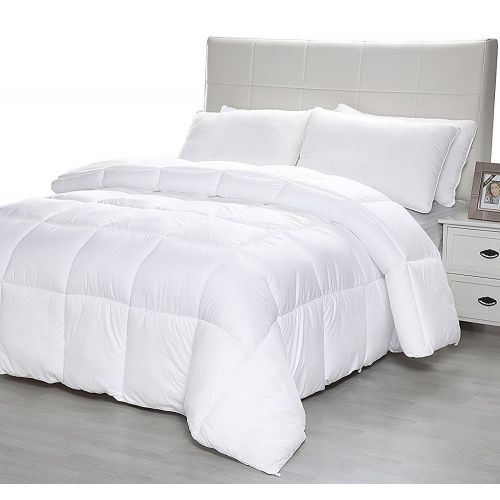  Equinox International Equinox All-Season White Quilted Comforter - 88 x 88 Inches - Goose Down Alternative Queen Comforter - Duvet Insert Set - Machine Washable - Plush Microfiber Fill (350 GSM)