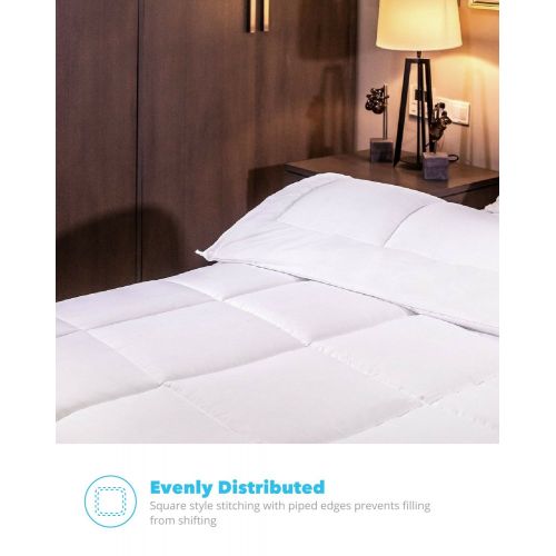  [아마존 핫딜]  [아마존핫딜]Equinox International Equinox All-Season White Quilted Comforter - 88 x 88 Inches - Goose Down Alternative Queen Comforter - Duvet Insert Set - Machine Washable - Plush Microfiber Fill (350 GSM)