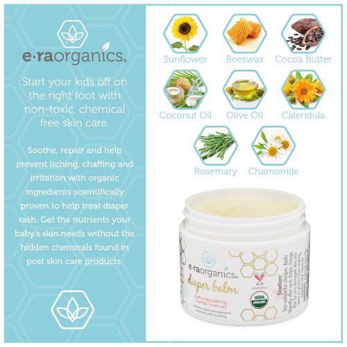  [아마존베스트]Era Organics Baby Diaper Rash Balm  USDA Certified Organic Soothing Diaper Rash Treatment for Sensitive Skin...