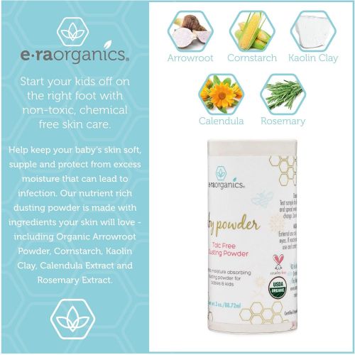  [아마존베스트]Era Organics Baby Powder Talc Free - USDA Certified Organic Dusting Powder for Excess Moisture & Chaffing...