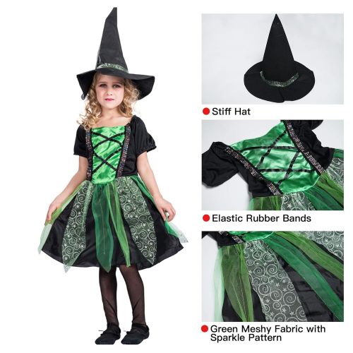  EraSpooky Girl’s Witch Costume Kids Halloween Skeleton Witch Costume Fairy Dress Girls - Funny Cosplay Party