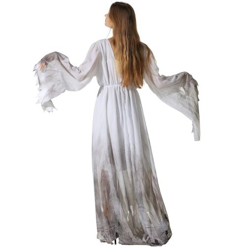  EraSpooky Women Gossamer Ghost Costume Gothic Victorian White Fancy Dress
