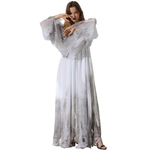  EraSpooky Women Gossamer Ghost Costume Gothic Victorian White Fancy Dress