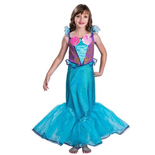  EraSpooky Girls Mermaid Princess Costume with Ruffle Tail Dress