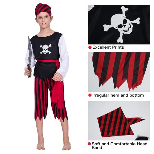  EraSpooky Childrens Pirate Costume Kids Halloween Girls Costumes Boys Dress Up Pirate Suit - Funny Cosplay Party