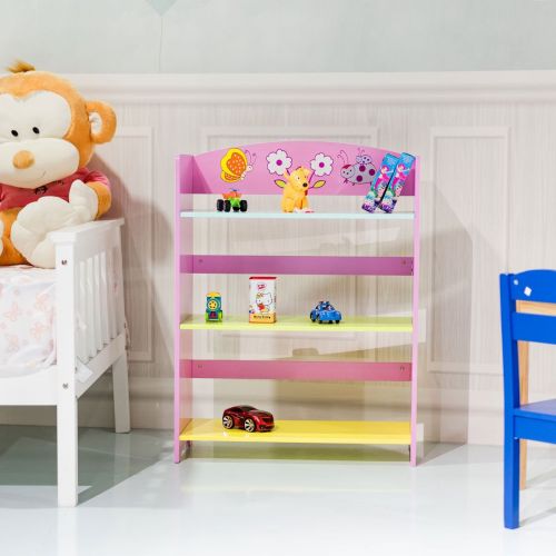  Erama-ix Kids Bookcase with 3 Shelves Kids Adorable Corner Adjustable Bookshelf Pink