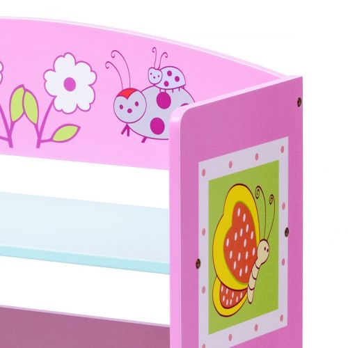  Erama-ix Kids Bookcase with 3 Shelves Kids Adorable Corner Adjustable Bookshelf Pink