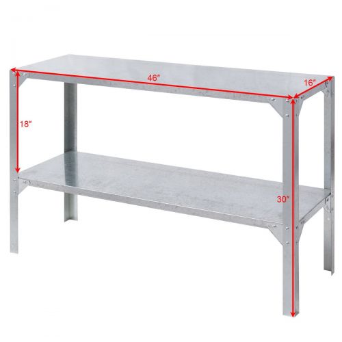  Erama-ix Work Potting Table 2 Tiers Workbench Greenhouse Prepare Storage Shelves Galvanized Steel