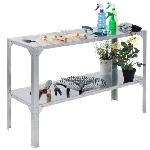  Erama-ix Work Potting Table 2 Tiers Workbench Greenhouse Prepare Storage Shelves Galvanized Steel