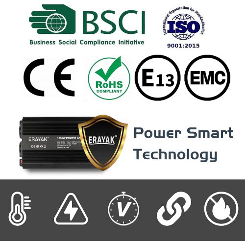  [아마존베스트]-Service-Informationen Erayak Power Inverter, 300 W / 500 W / 600 W / 1000 W / 1500 W / 2000 W / 3000 W, 1500W