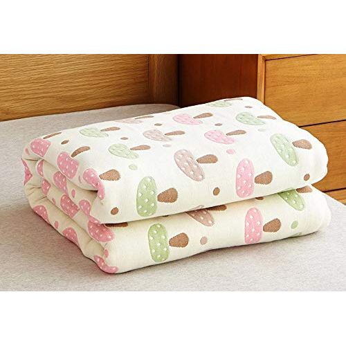  Erbey 6 Layer Soft Cotton Muslin Blanket Soft Quilt Throw Pre-Washed Dream Blanket 6 Layers Swaddle Toddler Large Size, Breathable and Lightweight (Mushroom)