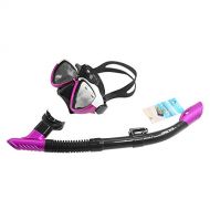 Erduo Silikon Erwachsene Schnorchel Set Tauchmaske Swim Scuba Goggles Schnorcheln Breather Rohr Survival Rescue AM206GP + 408 - White & Purple