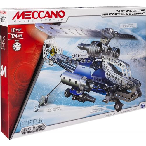  Erector Meccano Tactical Copter Model Building Set, 374 Pieces, For Ages 10+, STEM Construction Education Toy