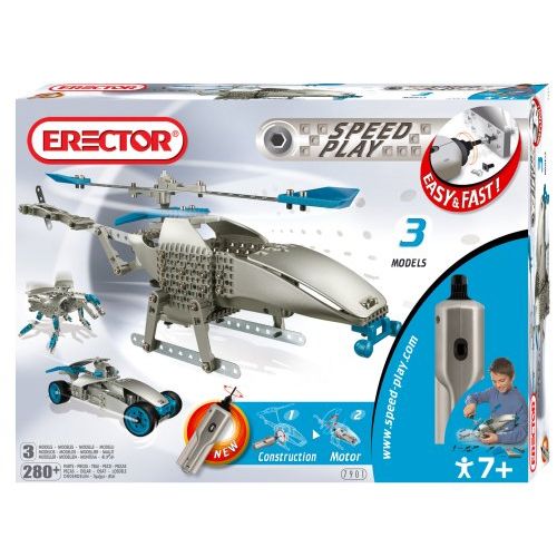  Erector Speed Play Motorized Helicopter, 280 Pieces