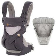 Ergo Baby Ergobaby Bundle - 2 Items: Carbon Grey All Carry Position 360 Baby Carrier, Easy Snug Infant Insert Grey