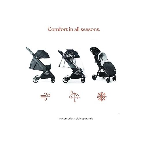 에르고베이비 Ergobaby Metro+ Compact Baby Stroller, Lightweight Umbrella Stroller Folds Down for Overhead Airplane Storage (Carries up to 50 lbs), Car Seat Compatible, Black