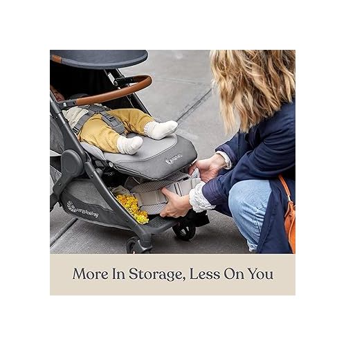에르고베이비 Ergobaby Metro+ Deluxe Compact Baby Stroller, Lightweight Umbrella Stroller Folds Down for Overhead Airplane Storage (Carries up to 50 lbs), Car Seat Compatible, Empire State Green