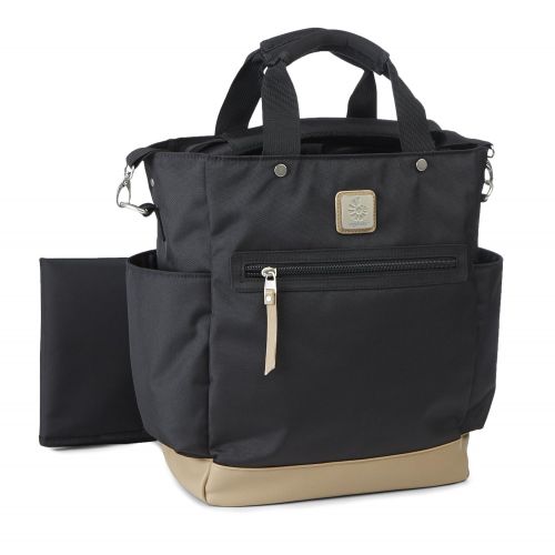 에르고베이비 Ergobaby Tote Diaper Bag, Coffee Run Tall, Black/Tan