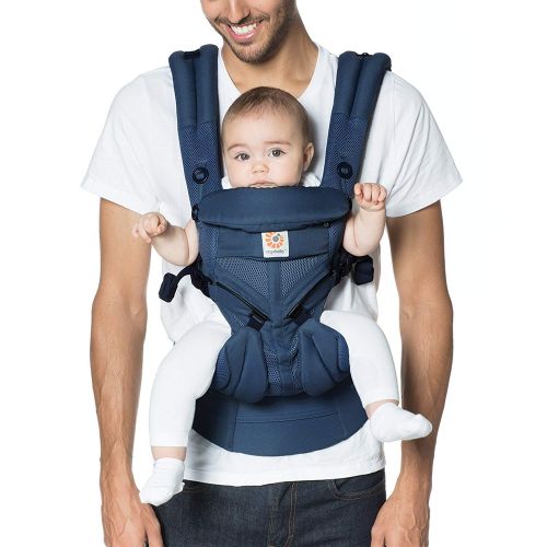 에르고베이비 Ergobaby Carrier, Omni 360 All Carry Positions Baby Carrier with Cool Air Mesh, Midnight Blue