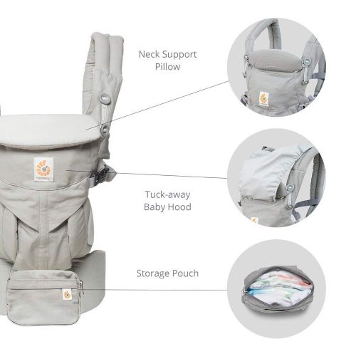 에르고베이비 Ergobaby Carrier, Omni 360 All Carry Positions Baby Carrier with Cool Air Mesh, Pearl Grey