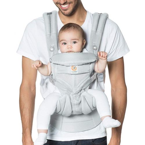 에르고베이비 Ergobaby Carrier, Omni 360 All Carry Positions Baby Carrier with Cool Air Mesh, Pearl Grey