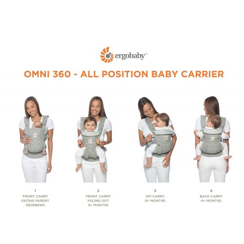 에르고베이비 Ergobaby Carrier, Omni 360 All Carry Positions Baby Carrier with Cool Air Mesh, Khaki Green