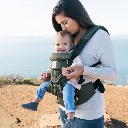 에르고베이비 Ergobaby Carrier, Omni 360 All Carry Positions Baby Carrier with Cool Air Mesh, Khaki Green