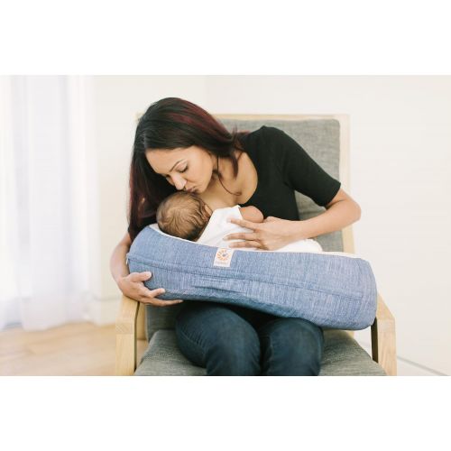 에르고베이비 [아마존베스트]Ergobaby Breastfeeding Pillow with Cover, Natural Curve, Vintage Blue