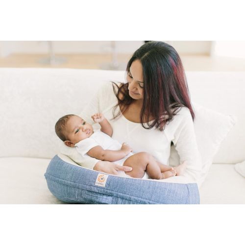 에르고베이비 [아마존베스트]Ergobaby Breastfeeding Pillow with Cover, Natural Curve, Vintage Blue