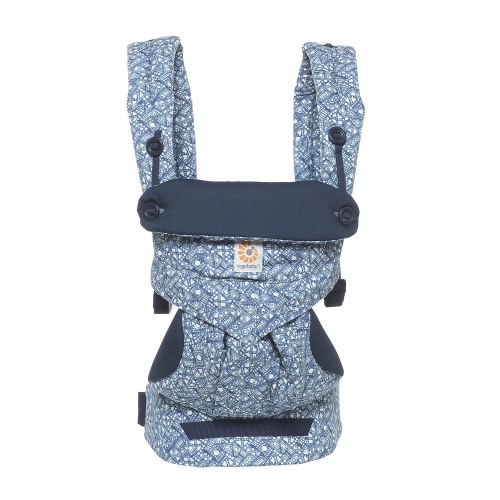 에르고베이비 Ergobaby 360 All Carry Positions Award-Winning Ergonomic Baby Carrier, Batik IndigoBlueWhite