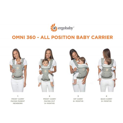 에르고베이비 Ergobaby Omni 360 Cool Air Mesh All-in-One Ergonomic Baby Carrier, All Carry Positions, Newborn to Toddler, ICY Mint