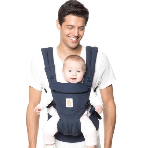 에르고베이비 Ergobaby Omni 360 All-in-One Ergonomic Baby Carrier for Newborn to Toddler, Navy Mini Dots