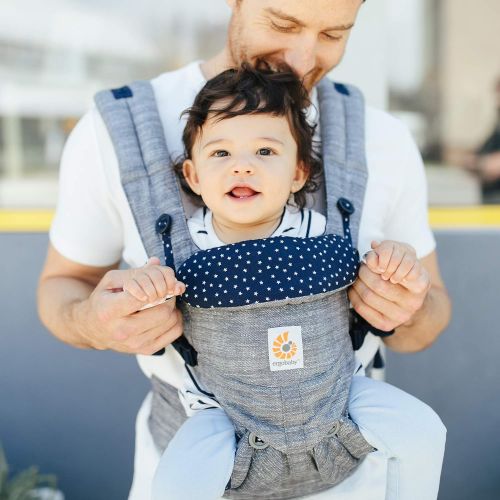 에르고베이비 Ergobaby Omni 360 All-in-One Ergonomic Baby Carrier for Newborn to Toddler, Navy Mini Dots