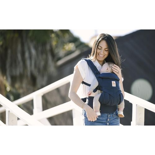 에르고베이비 Ergobaby Omni 360 All-in-One Ergonomic Baby Carrier for Newborn to Toddler, Navy Mini Dots