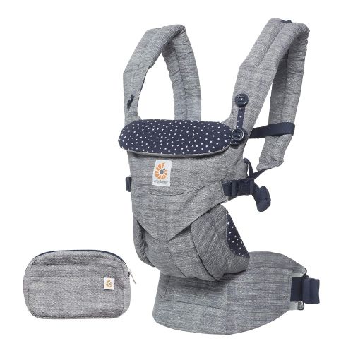 에르고베이비 Ergobaby Omni 360 All-in-One Ergonomic Baby Carrier for Newborn to Toddler, Navy Mini Dots