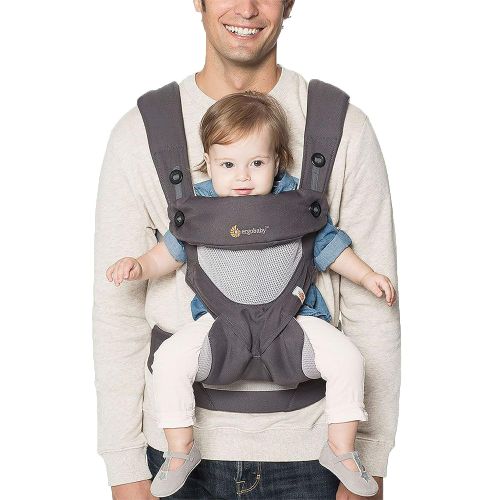 에르고베이비 Ergobaby Carrier, 360 All Carry Positions Baby Carrier with Cool Air Mesh, Carbon Grey