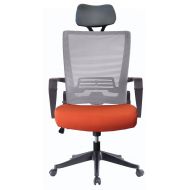 ErgoHQ ImpecGear Ergonomic Office Chair High Back Mesh with Adjustable Lumbar Support Headrest and Folded Mesh Back,No Tools Need for Install (Custom Color Seat Fabric-Orange W/Headrest a