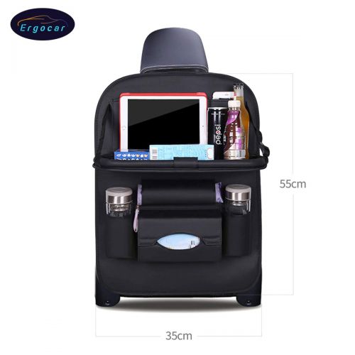  Ergocar Car Back Seat Organiser Kick Mats Luxury PU Leather with Foldable Tablet Holder Car...