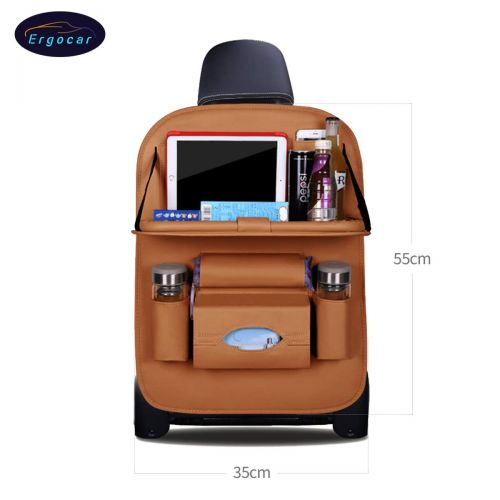  Ergocar Car Back Seat Organiser Kick Mats Luxury PU Leather with Foldable Tablet Holder Car...